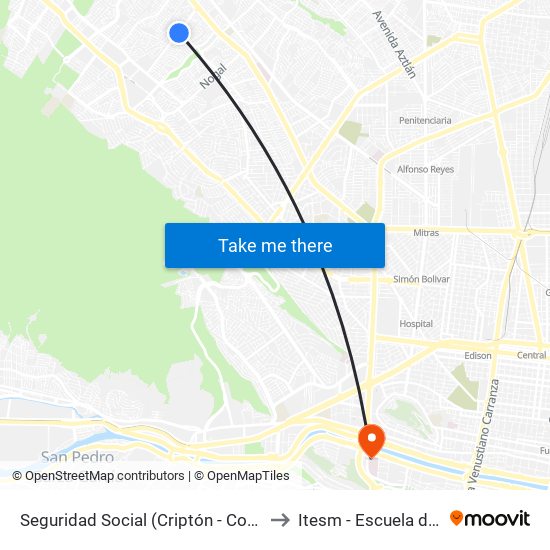 Seguridad Social (Criptón - Comisión Tripartita) to Itesm - Escuela de Medicina map