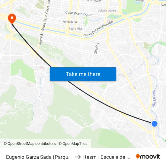 Eugenio Garza Sada (Parque Canoas) to Itesm - Escuela de Medicina map