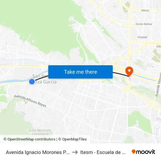 Avenida Ignacio Morones Prieto, 609 to Itesm - Escuela de Medicina map