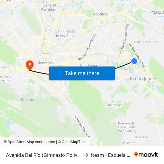 Avenida Del Río (Gimnasio Polivalente Los Puertos) to Itesm - Escuela de Medicina map