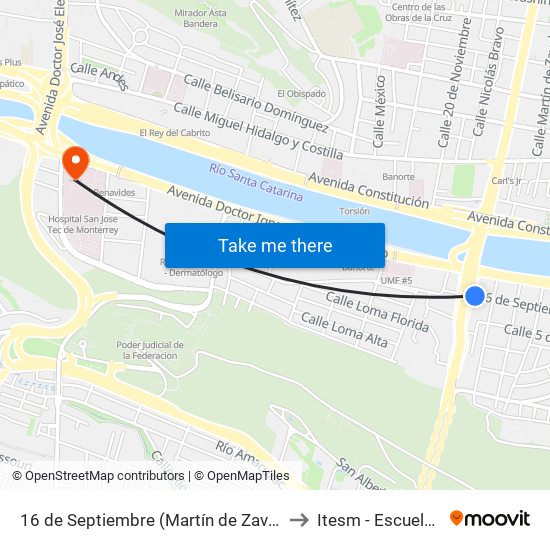 16 de Septiembre (Martín de Zavala - Venustiano Carranza) to Itesm - Escuela de Medicina map