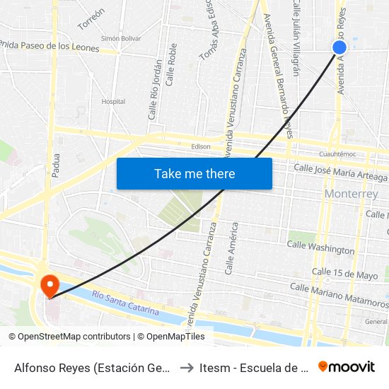 Alfonso Reyes (Estación General Anaya) to Itesm - Escuela de Medicina map