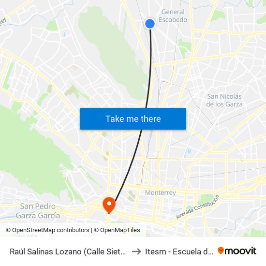 Raúl Salinas Lozano (Calle Siete - Raúl Caballero) to Itesm - Escuela de Medicina map