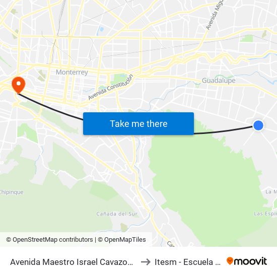 Avenida Maestro Israel Cavazos Garza, Eloy Cavazos to Itesm - Escuela de Medicina map