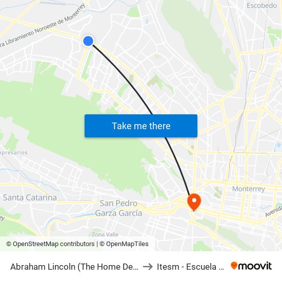 Abraham Lincoln (The Home Depot Cumbres Oeste) to Itesm - Escuela de Medicina map