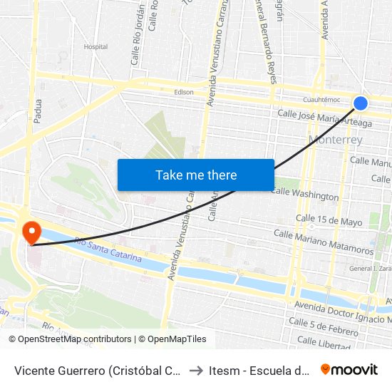 Vicente Guerrero (Cristóbal Colón - Reforma) to Itesm - Escuela de Medicina map