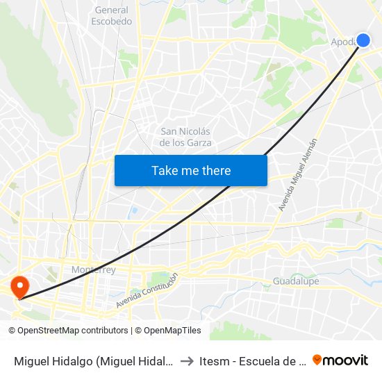 Miguel Hidalgo (Miguel Hidalgo - Galeana) to Itesm - Escuela de Medicina map