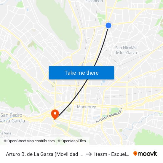 Arturo B. de La Garza (Movilidad & Tránsito de San Nicolás) to Itesm - Escuela de Medicina map