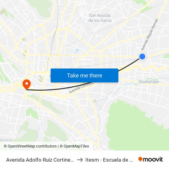 Avenida Adolfo Ruiz Cortines Poniente to Itesm - Escuela de Medicina map