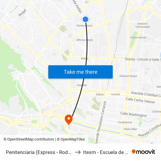 Penitenciaría (Express - Rodrigo Gómez) to Itesm - Escuela de Medicina map