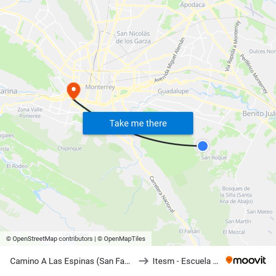 Camino A Las Espinas (San Fabricio - San Germán) to Itesm - Escuela de Medicina map