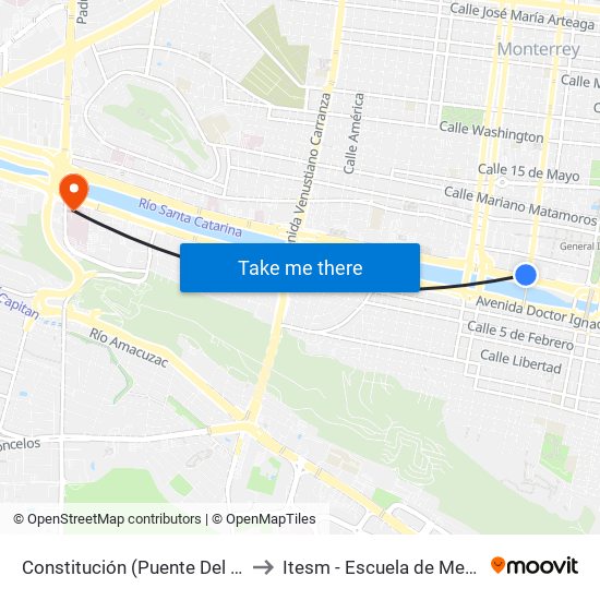 Constitución (Puente Del Papa) to Itesm - Escuela de Medicina map