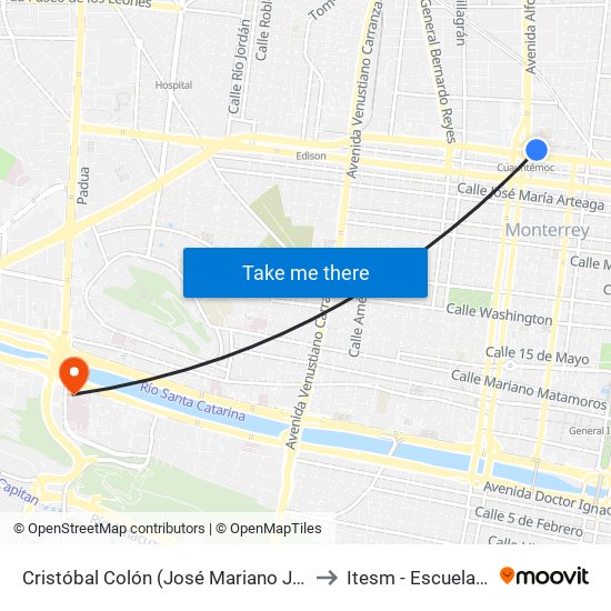 Cristóbal Colón (José Mariano Jiménez - Díez Gutiérrez) to Itesm - Escuela de Medicina map