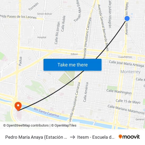 Pedro María Anaya (Estación General Anaya) to Itesm - Escuela de Medicina map