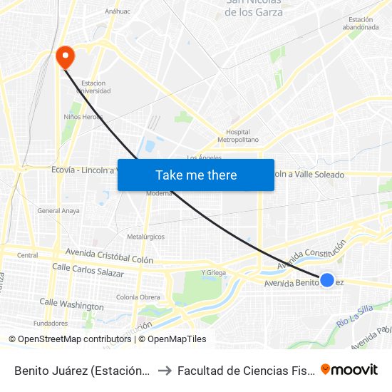 Benito Juárez (Estación Lerdo de Tejada) to Facultad de Ciencias Fisico-Matematicas map