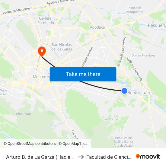 Arturo B. de La Garza (Hacienda San Carlos - Las Margaritas) to Facultad de Ciencias Fisico-Matematicas map
