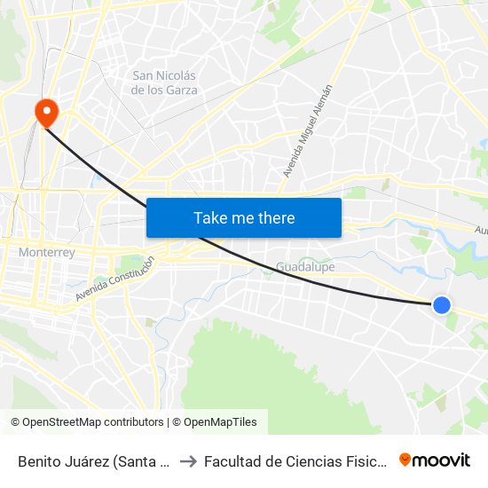 Benito Juárez (Santa Cruz - Latón) to Facultad de Ciencias Fisico-Matematicas map