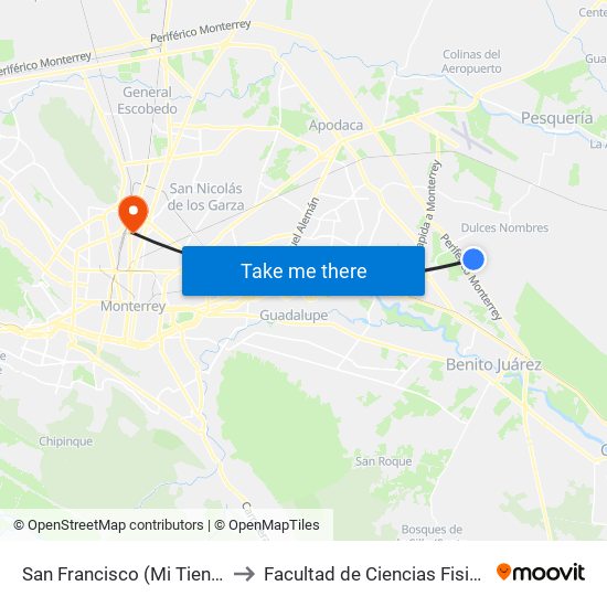 San Francisco (Mi Tienda Del Ahorro) to Facultad de Ciencias Fisico-Matematicas map