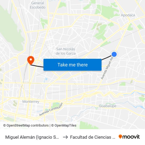Miguel Alemán (Ignacio Sepúlveda - Encarnación) to Facultad de Ciencias Fisico-Matematicas map