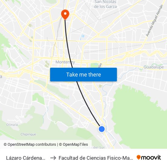 Lázaro Cárdenas 4529 to Facultad de Ciencias Fisico-Matematicas map