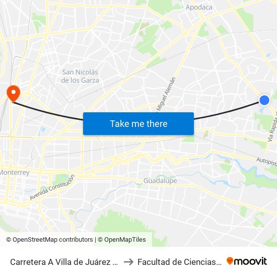 Carretera A Villa de Juárez (Hacienda El Campanario) to Facultad de Ciencias Fisico-Matematicas map