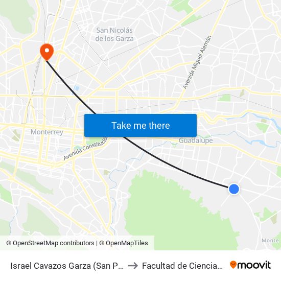 Israel Cavazos Garza (San Patricio - Jardines de La Silla) to Facultad de Ciencias Fisico-Matematicas map