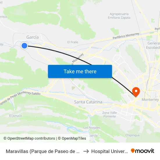 Maravillas (Parque de Paseo de Capellanía) to Hospital Universitario map