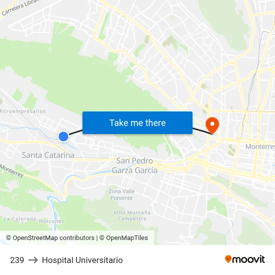 239 to Hospital Universitario map