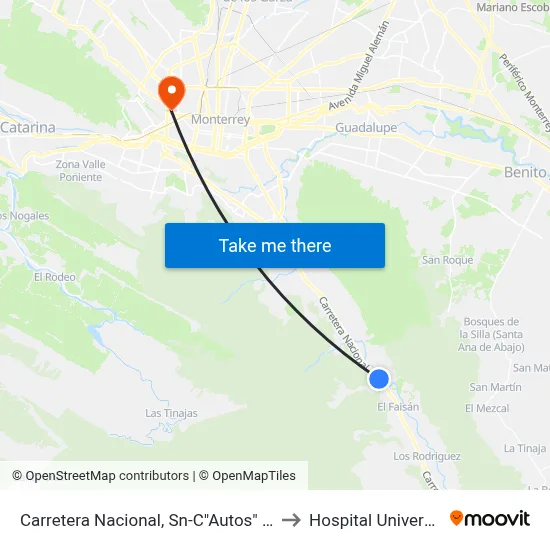 Carretera Nacional, Sn-C"Autos" - El Barro to Hospital Universitario map