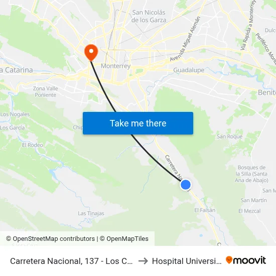 Carretera Nacional, 137 - Los Cristales to Hospital Universitario map