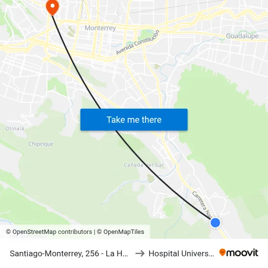 Santiago-Monterrey, 256 - La Herradura to Hospital Universitario map