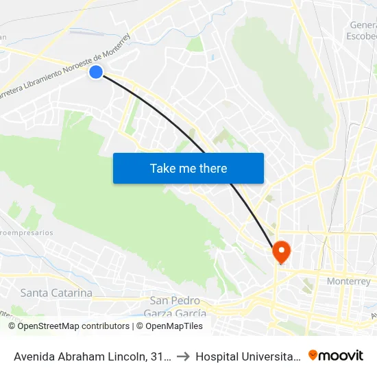 Avenida Abraham Lincoln, 3160 to Hospital Universitario map