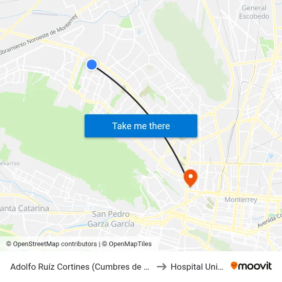 Adolfo Ruíz Cortines (Cumbres de San Agustín - Alhelí) to Hospital Universitario map