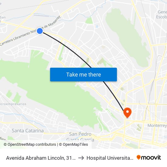 Avenida Abraham Lincoln, 3160 to Hospital Universitario map