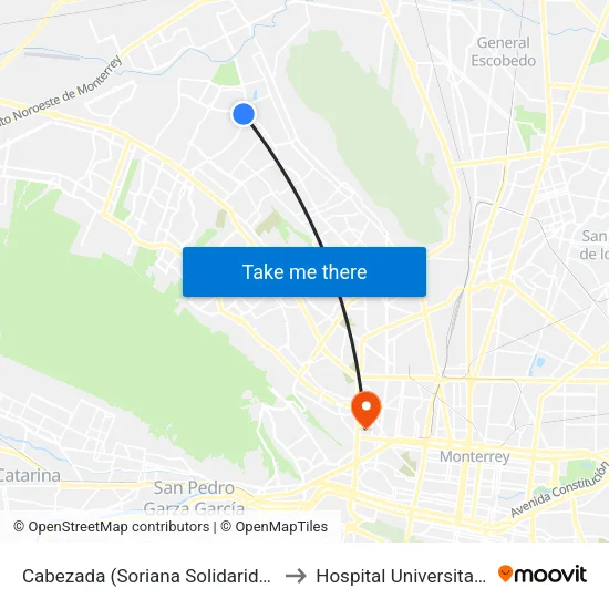 Cabezada (Soriana Solidaridad) to Hospital Universitario map
