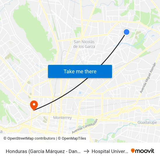 Honduras (García Márquez - Dante Alighieri) to Hospital Universitario map