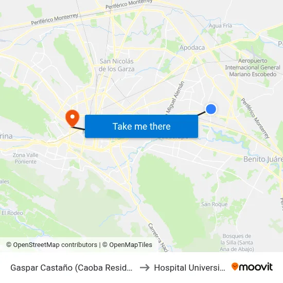 Gaspar Castaño (Caoba Residencial) to Hospital Universitario map