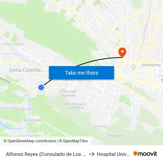 Alfonso Reyes (Consulado de Los Estados Unidos) to Hospital Universitario map