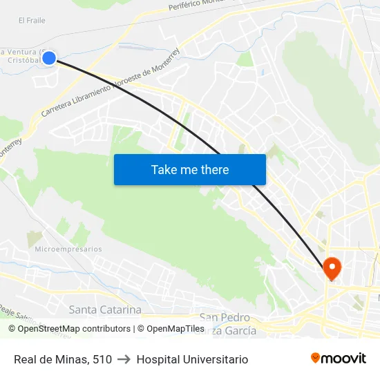 Real de Minas, 510 to Hospital Universitario map
