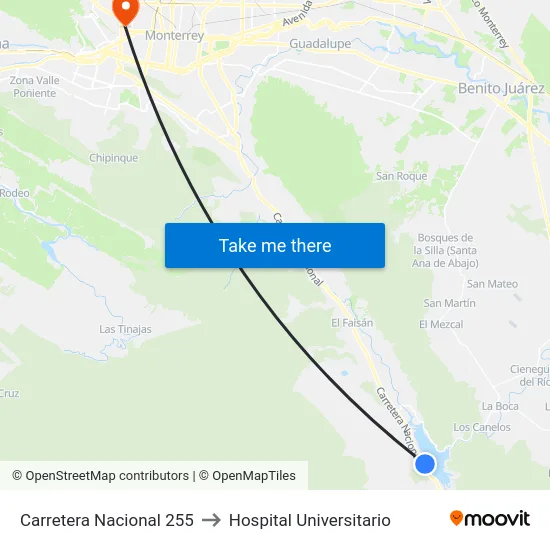 Carretera Nacional 255 to Hospital Universitario map