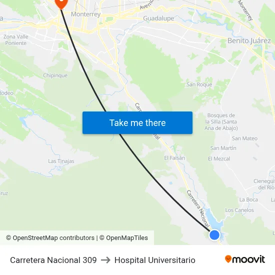 Carretera Nacional 309 to Hospital Universitario map