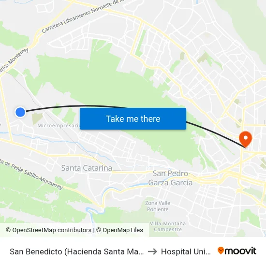 San Benedicto (Hacienda Santa María - San Marcelino) to Hospital Universitario map