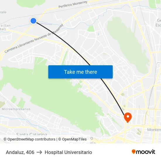 Andaluz, 406 to Hospital Universitario map