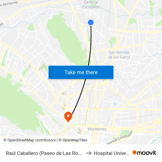 Raúl Caballero (Paseo de Las Rosas - Nardos) to Hospital Universitario map