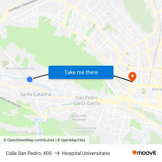 Calle San Pedro, 400 to Hospital Universitario map