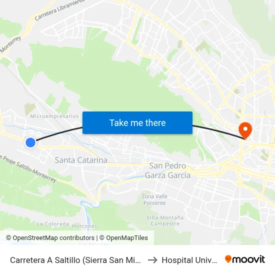 Carretera A Saltillo (Sierra San Miguel - Valencia) to Hospital Universitario map