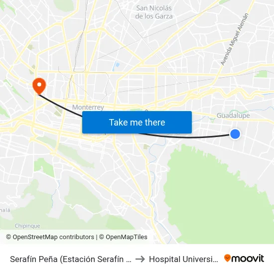 Serafín Peña (Estación Serafín Peña) to Hospital Universitario map