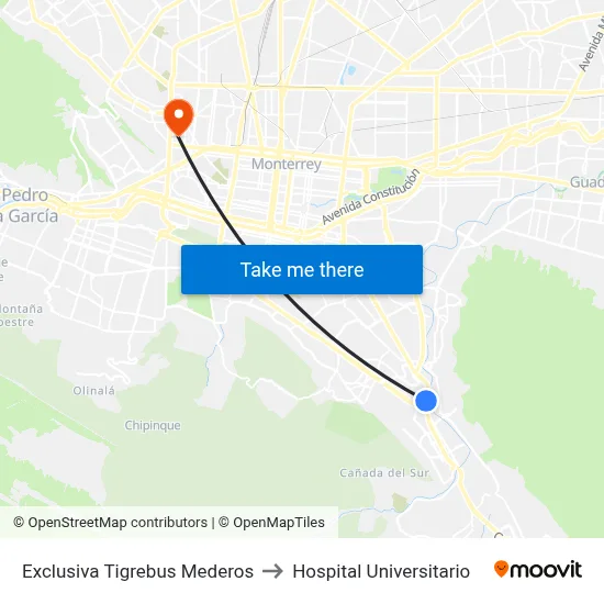 Exclusiva Tigrebus Mederos to Hospital Universitario map