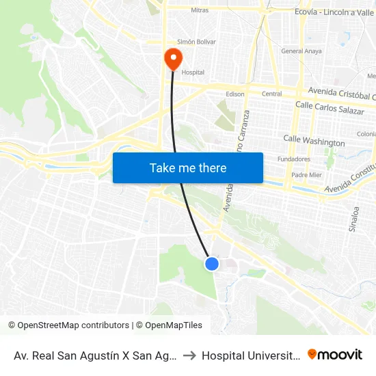Av. Real San Agustín X San Agustín to Hospital Universitario map
