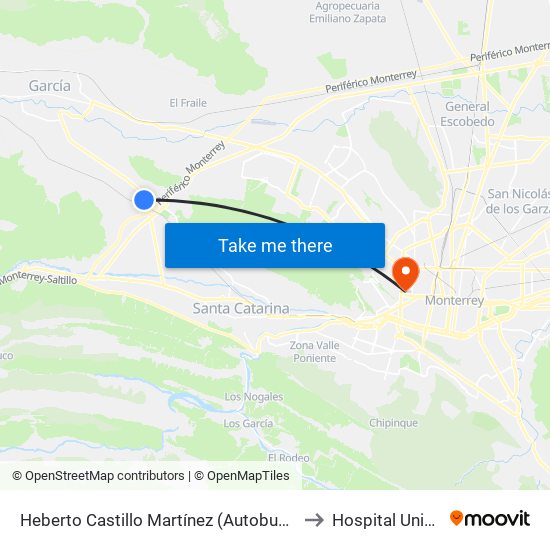 Heberto Castillo Martínez (Autobuses Mercedes-Benz) to Hospital Universitario map